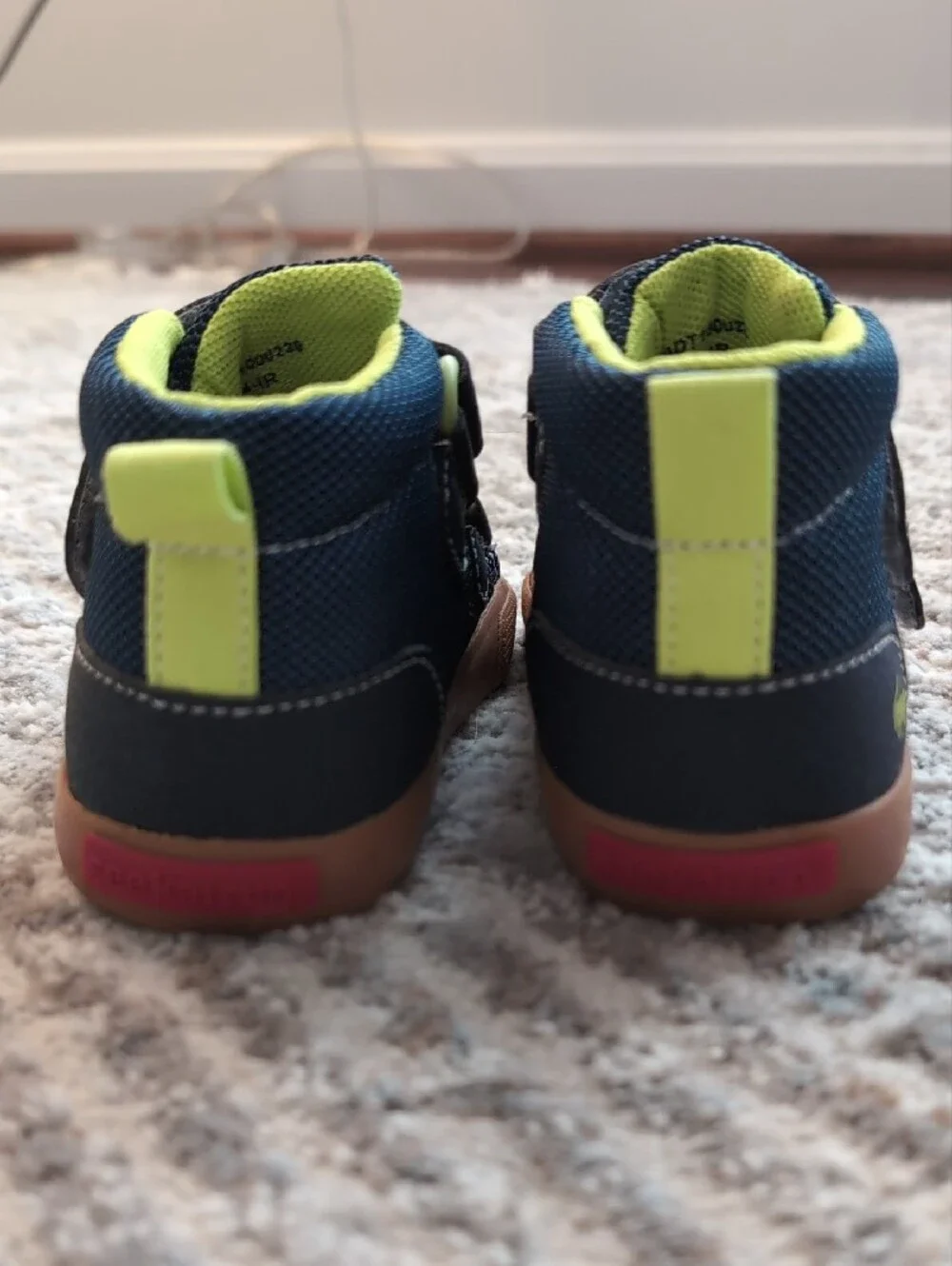 Toddler Boys See Kai Run Size 6 - Navy/Lime High-Top Sneakers with Velcro Straps